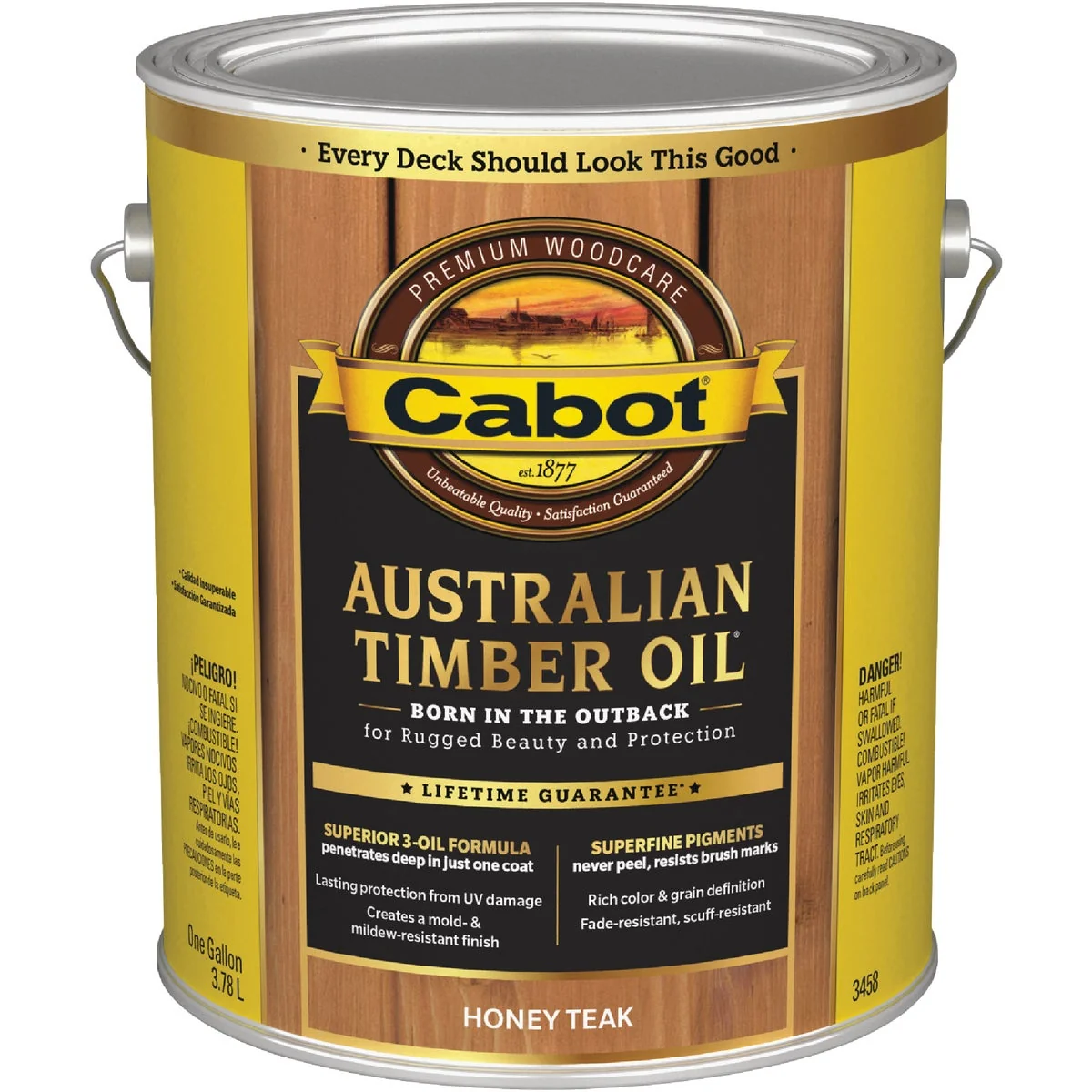 Durable Cabot Australian Timber Oil Translucent Exterior Oil Finish Honey Teak 1 Gal. Eco-Friendly