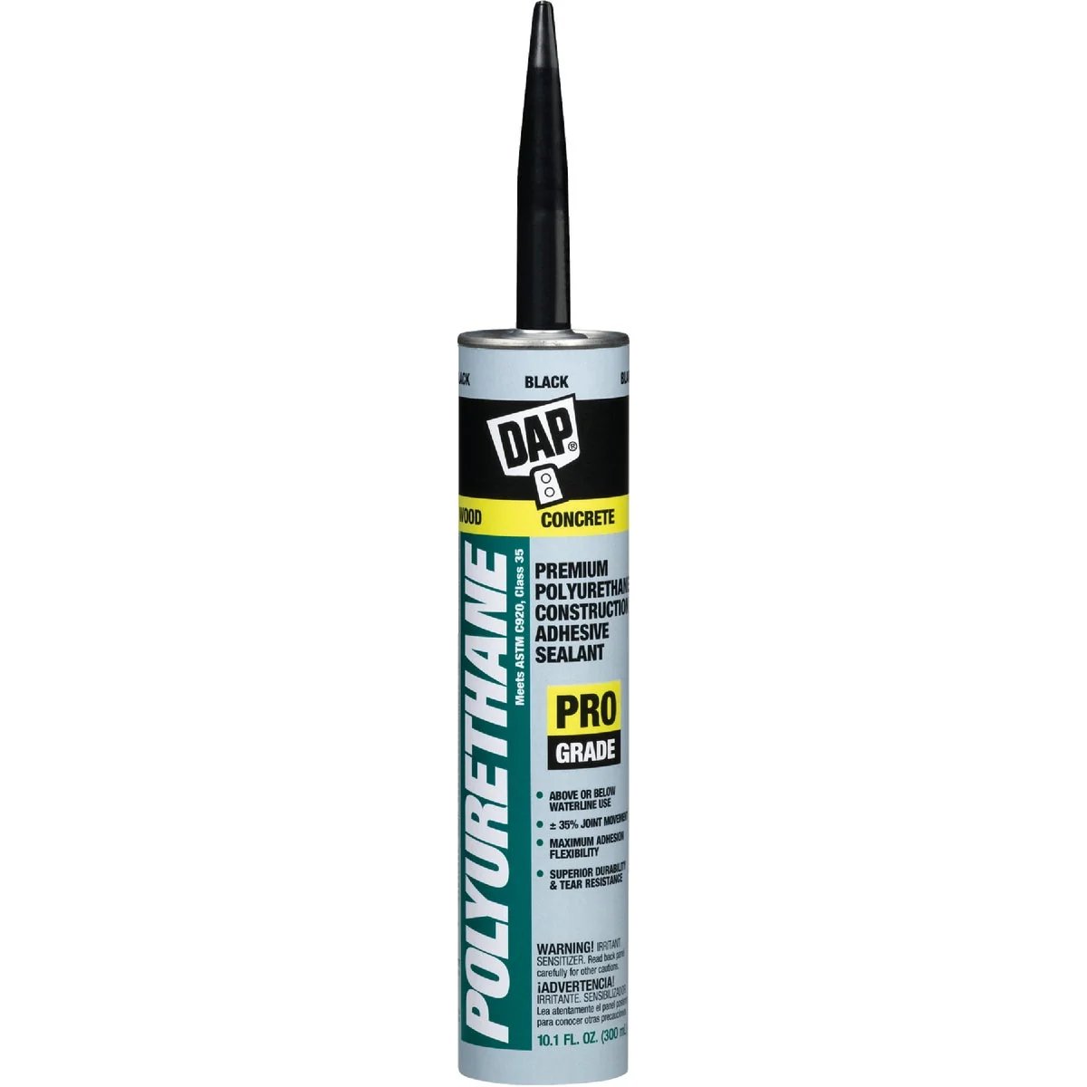 Easy-to-Use DAP 10.1 Oz. Premium Polyurethane Construction Adhesive Sealant Black Original