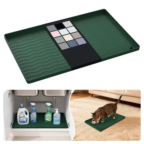 Premium Waterproof Silicone Under Sink Mat 16” x 10” Shelf Liner for Kitchen and Bathroom Convenient