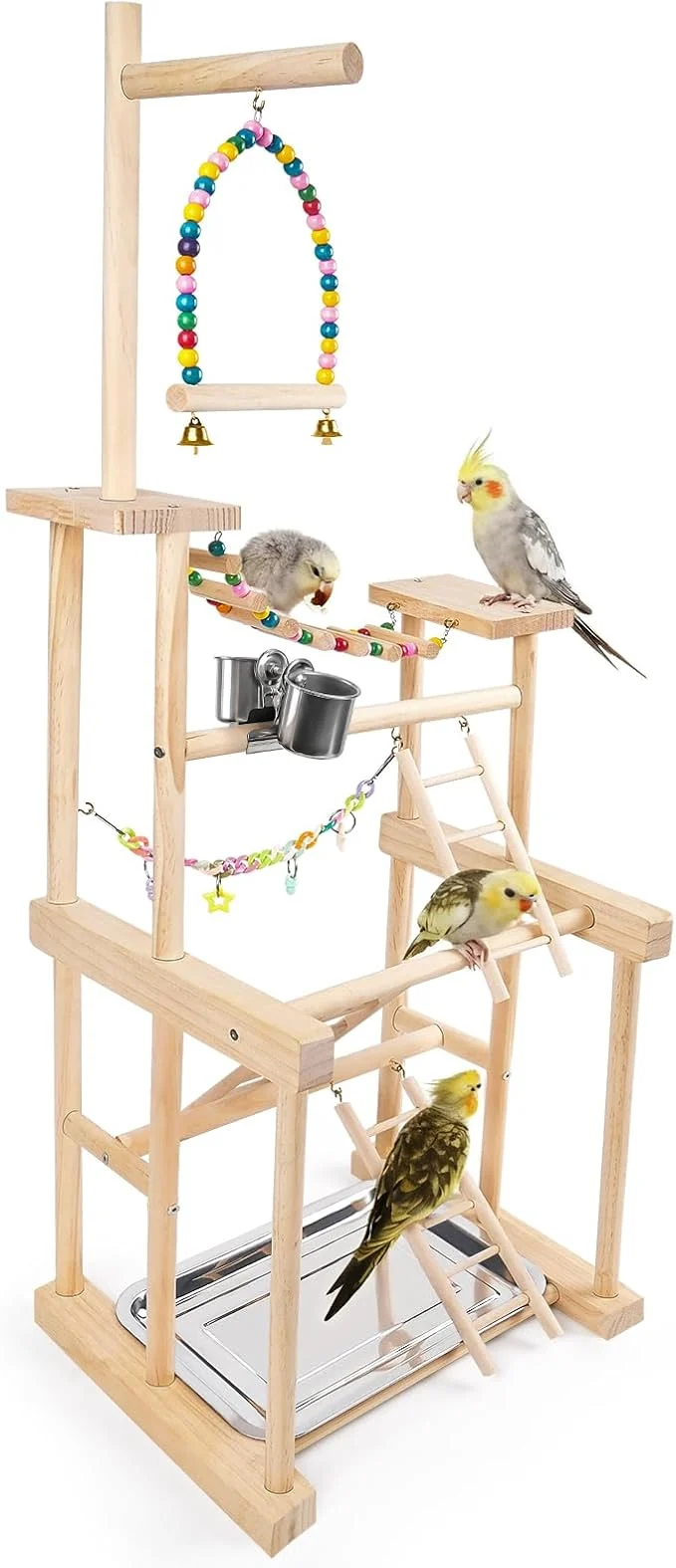 Long-Lasting Bird Playground 4 Layer Parrot Perch Stand Bird Play Stand Detailed
