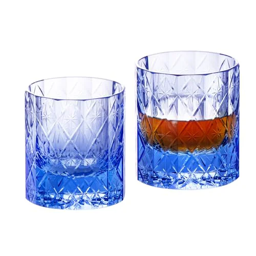 Next-Generation Crystal Whiskey Glasses Set of 2 Hand Blown Old Fashioned Glasses High-Quality
