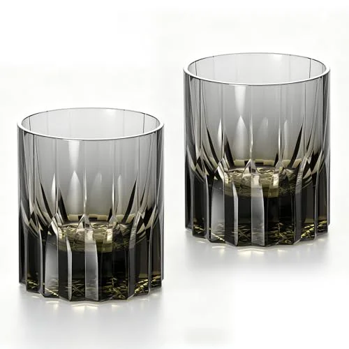 Fine Crafted Crystal Whiskey Glasses Set of 2 Grey Old Fashioned Glasses Stemless 2 Count Specialty