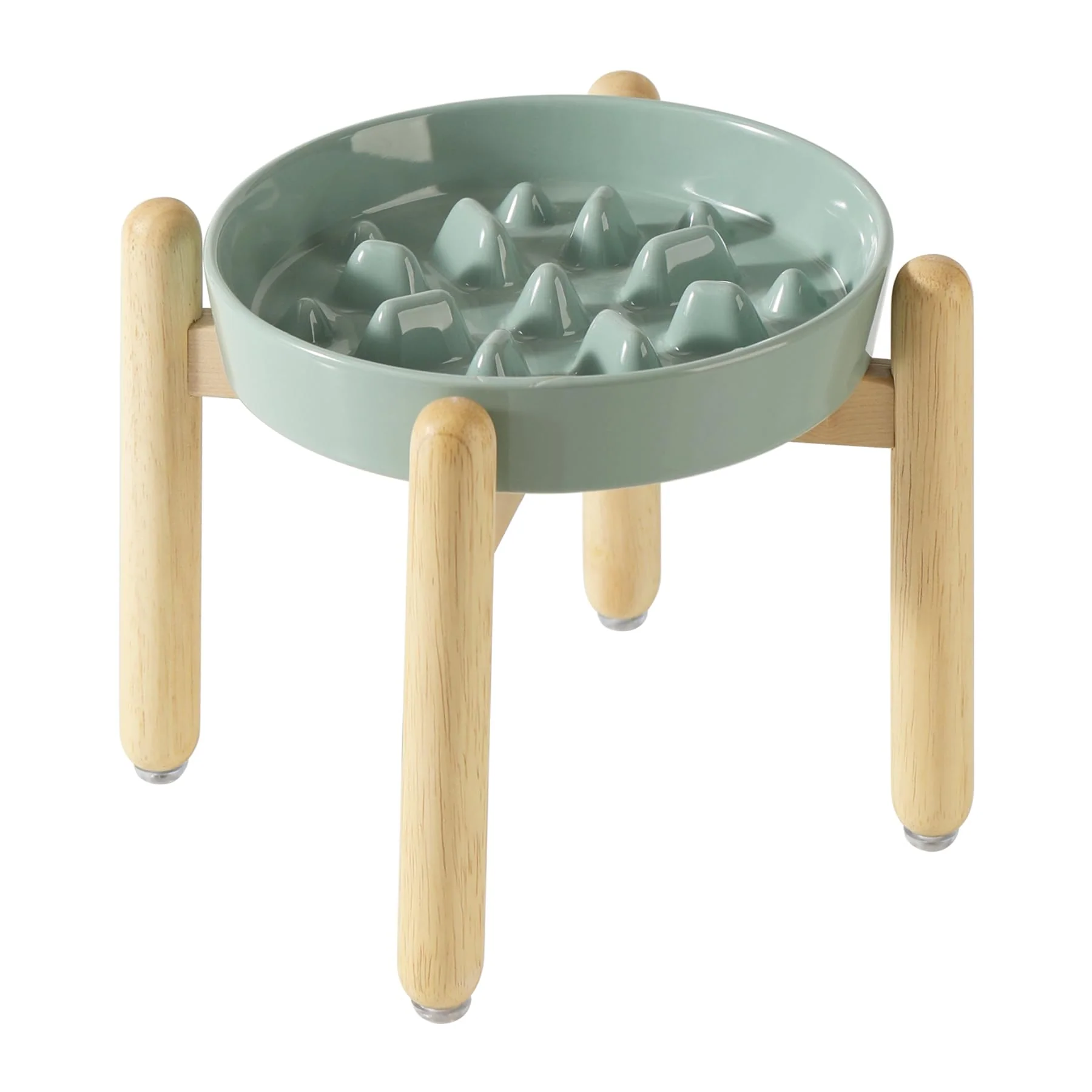 Breathable Havniva Ceramic Raised Slow Feeder for Large Dogs – 9.5-Inch Dish 3.2 Cup Capacity Wooden Stand Elite