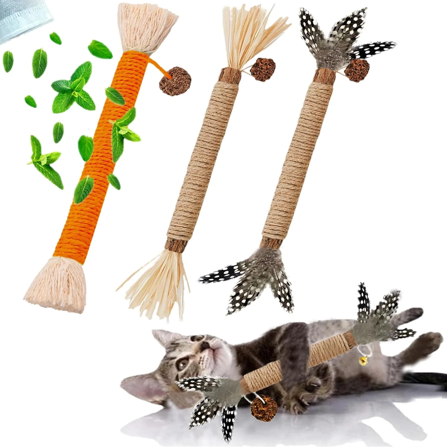 Genuine Cat Toys 3Pack Silvervine Chew Stick Kitten Treat Catnip Toy Kitty Natural Stuff Catnip for Cleaning Teeth Indoor Dental Snack Interactive Contemporary