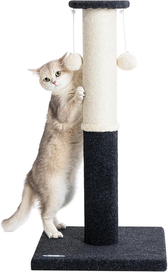 Comfortable 34-Inch Tall Cat Scratching Post for Indoor Cats Komicoll Large Scratch Post Sisal Cat Scratcher Sturdy and Durable Cat Post with Hanging BallAbout ThisOverview Organic