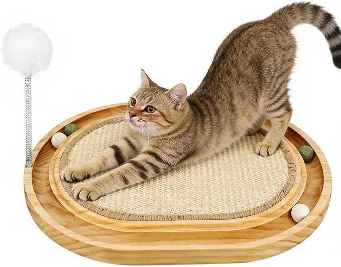 Long-Lasting Cat Scratcher Cat ScratchSisal Pad with Ball Track Spring Ball Kitten Interactive Toy for Indoor Cats Satisfies Kitten s Scratching Chasing and HuntingAbout ThisOverview Environmentally Friendly