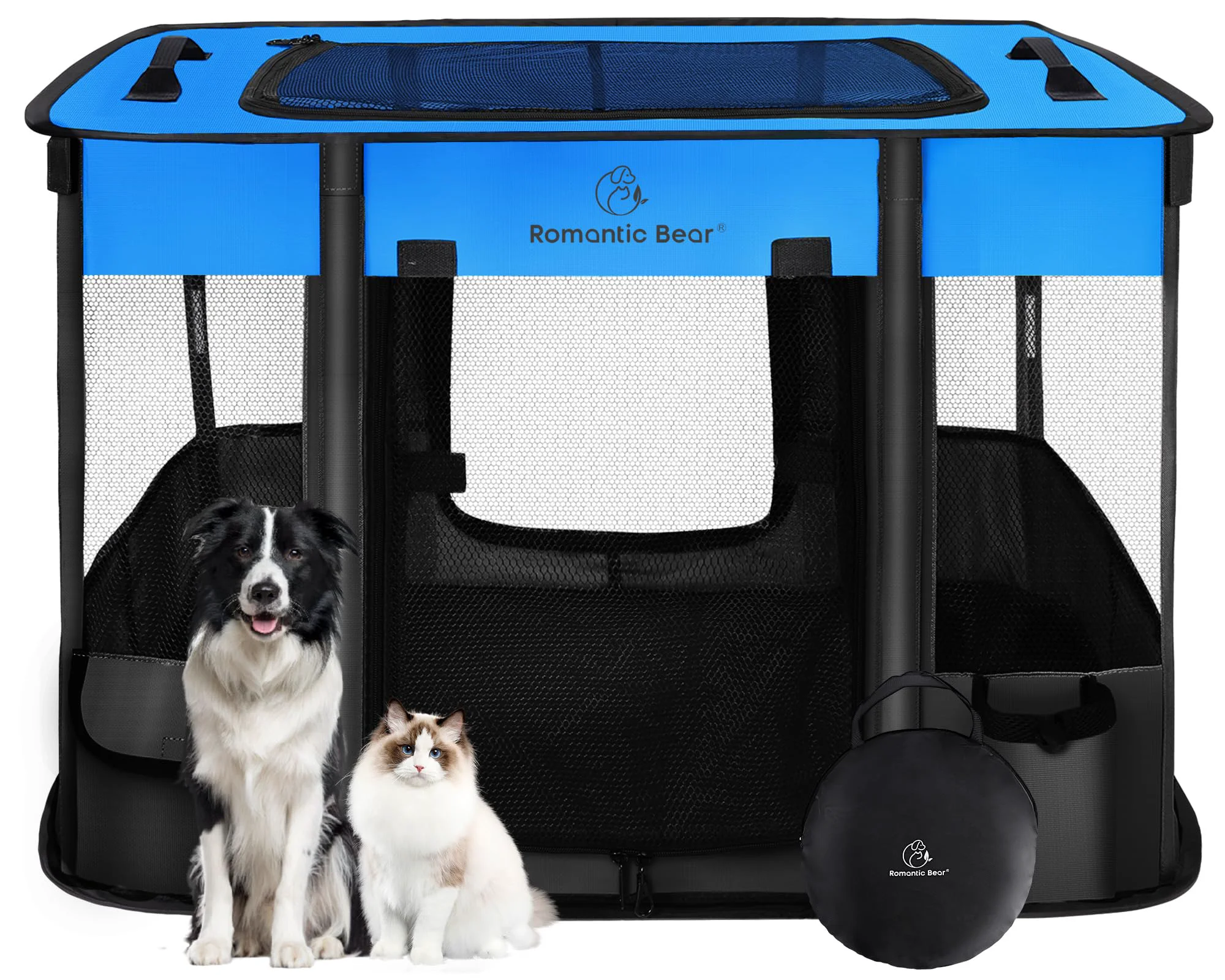 User-Friendly ROMANTIC BEAR 40x32x24 Inch Dog Playpen – Foldable Portable Indoor Outdoor Exercise Kennel High-End