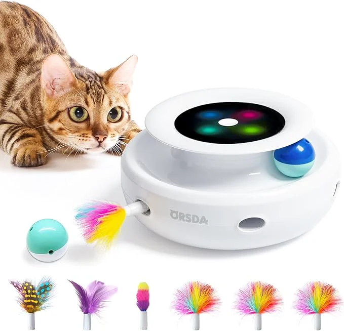 Secure ORSDA 2in1 Interactive Toys for Indoor Cats Timer Auto On Off Cat Toy Balls Flexible
