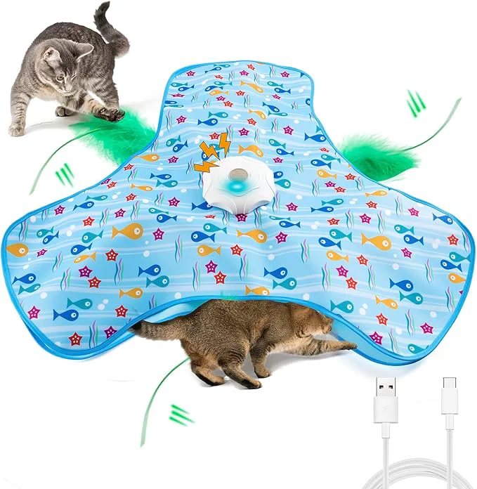 Trendy Interactive Cat Toy for Indoor Cats Automatic Hide and Seek Motion-Activated Cat Toy with Moving Feather Animal Chirps USB Rechargeable Electric Cat Enrichment Toy for Bored Adult Cats KittensAbout This Clean