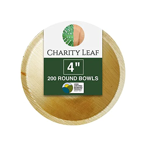 Fast Disposable Bamboo 4 Round Bowl 200 Count Durable