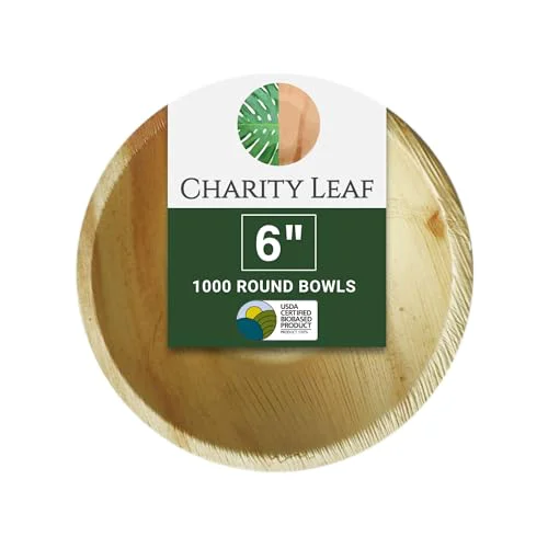 Unique Disposable Bamboo 6 Round Bowl 1000 Count Trendy