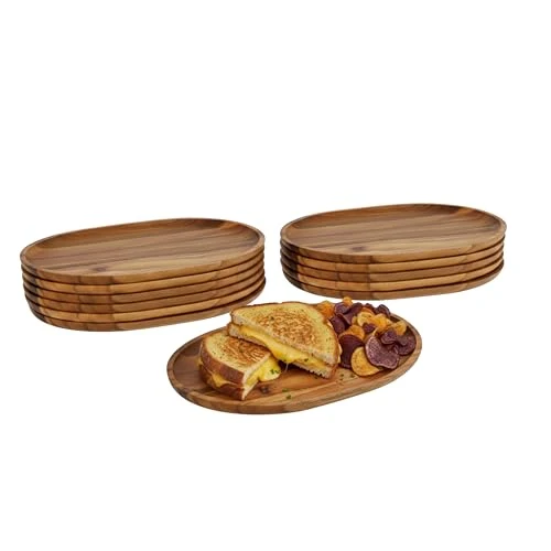 Consistent Woodard Charles Acacia Wood Medium Oval Serving Tray 12 Count Fashionable