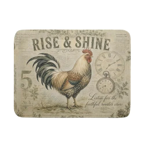 Flexible Farmhouse Rooster Dish Drying Mat 18 x 24 Inch with Hanging Loop High Absorbent Reversible Microfiber Dish Drying Pad Drainer Mat for Kitchen Counter Coffee Bar Innovative