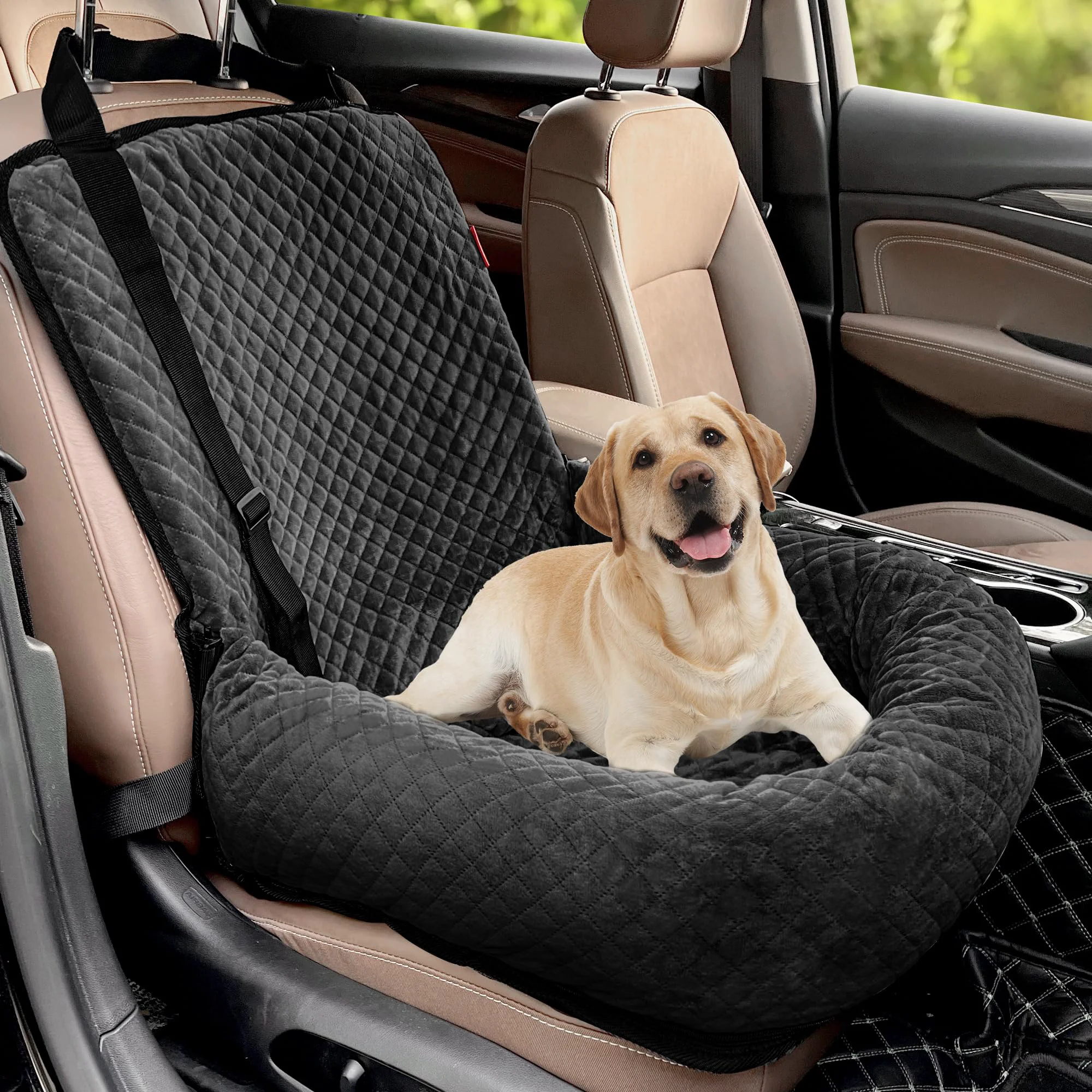 Easy-to-Use Fox Dog Car Seat for Small Medium Dogs — Detachable Washable Travel Booster Bed Black Environmentally Friendly