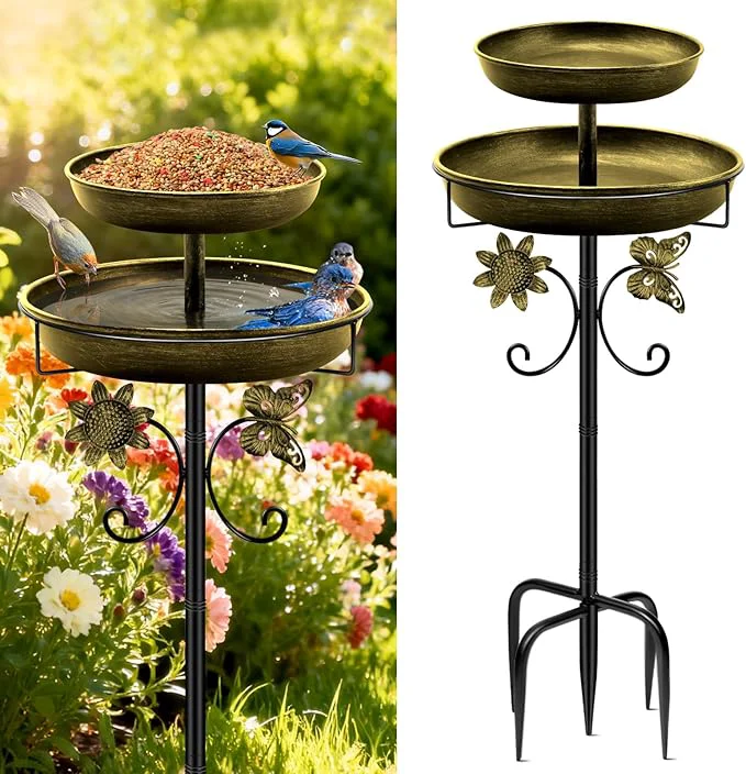 Dependable Daoeny Bird Bath for Outside 42In Vintage standing Birdbaths for Outdoors Recyclable