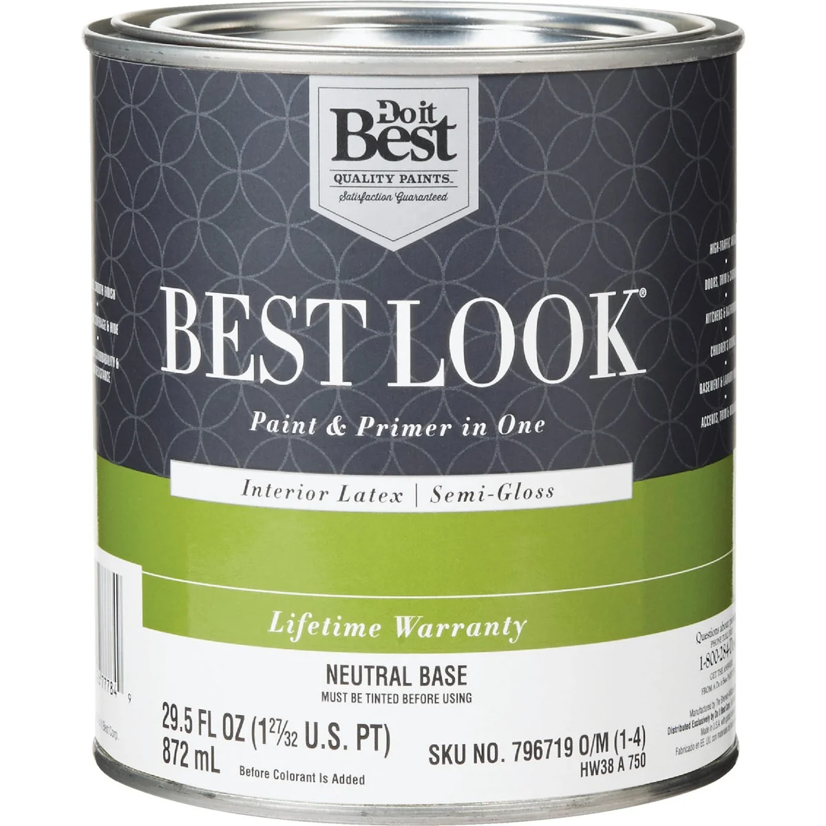 Exceptional Look Latex Paint Primer In One Semi-Gloss Interior Wall Paint Neutral Base 1 Qt. Natural