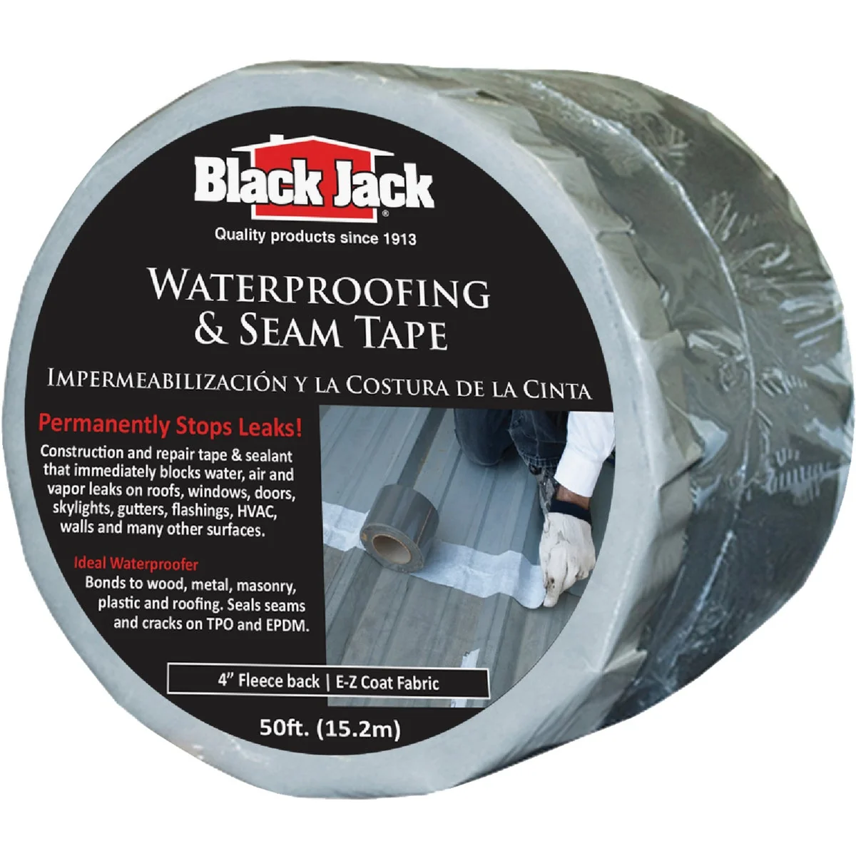 Versatile Black Jack 4 In. x 50 Ft. Gray Waterproofing and Seam Tape Clean
