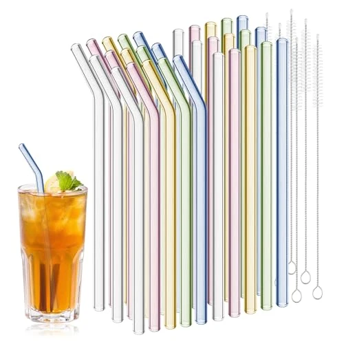 Stylish 36 Pack Reusable Glass Straws Consistent