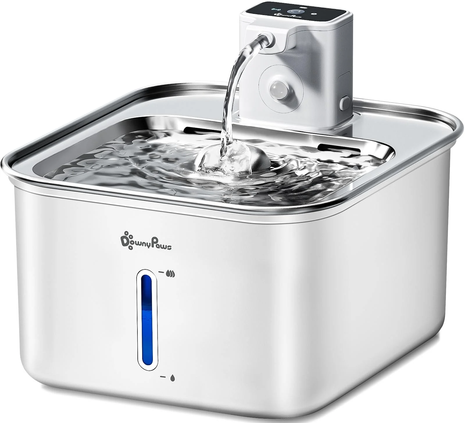 Consistent DownyPaws Cat Water Fountain Stainless Steel Wireless 3L FurSink – Battery-Powered with Motion Sensor Reusable