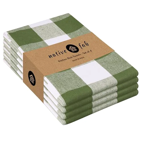 Official Buffalo Check Kitchen Dish Towels 4 Count Breathable