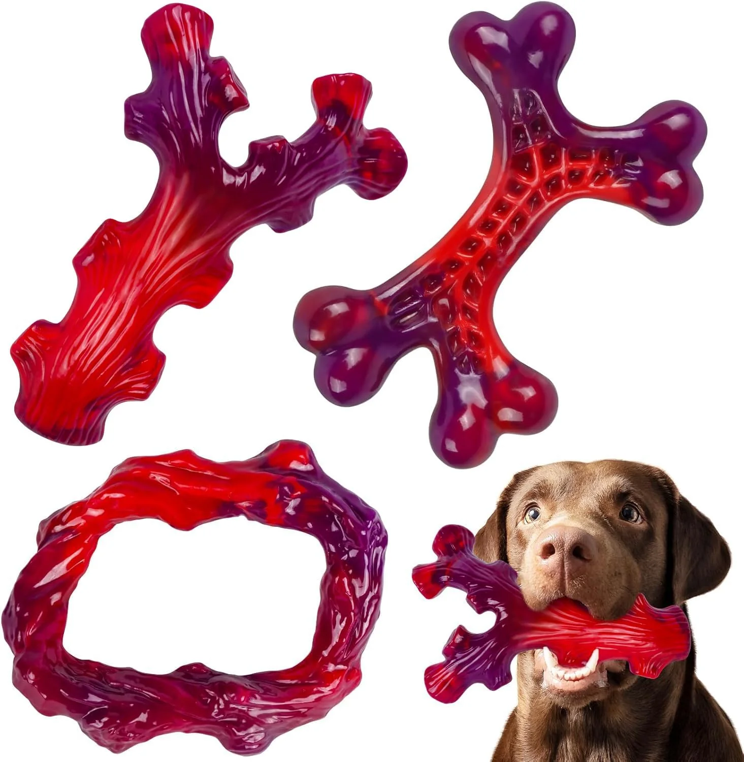 Premium 3 Pack Indestructible Dog Chew Bones for Aggressive Chewers – Heavy Duty Long Lasting Chew Toys for Large Dogs Nylon Teeth Cleaning Toys Safe