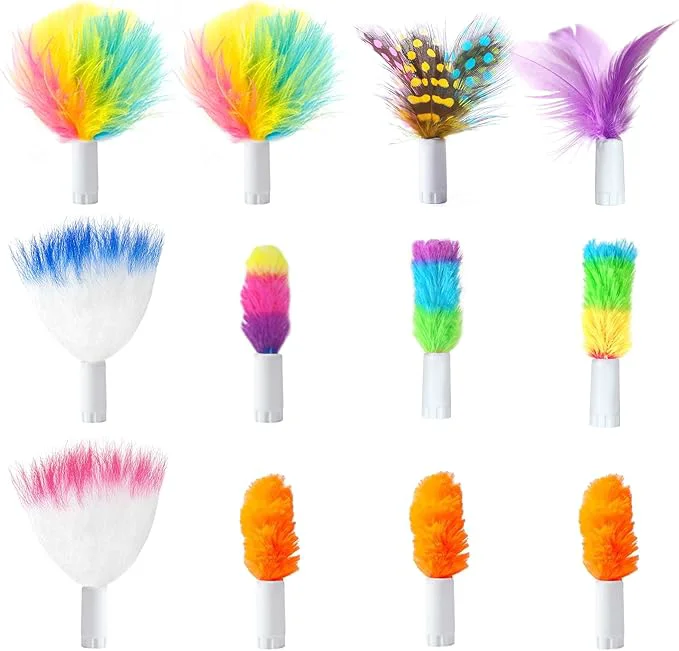 Unique ORSDA 12 Pcs Feathers and Soft Furry Accessories ONLY Fits Cat Toys Trendy