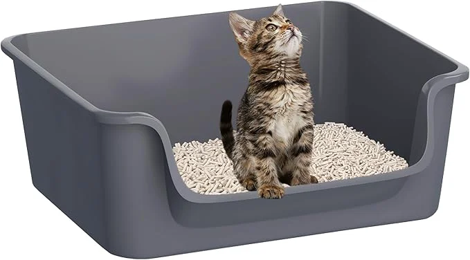 Trendy Open-Top Large High Sides Cat Litter Box with Low Entrance Suitable for Small and Elderly Cats Anti-Splash 19.8 x15.6 x7.3 for Indoor Use Grey（Moon Gray） About ThisOverview Safe