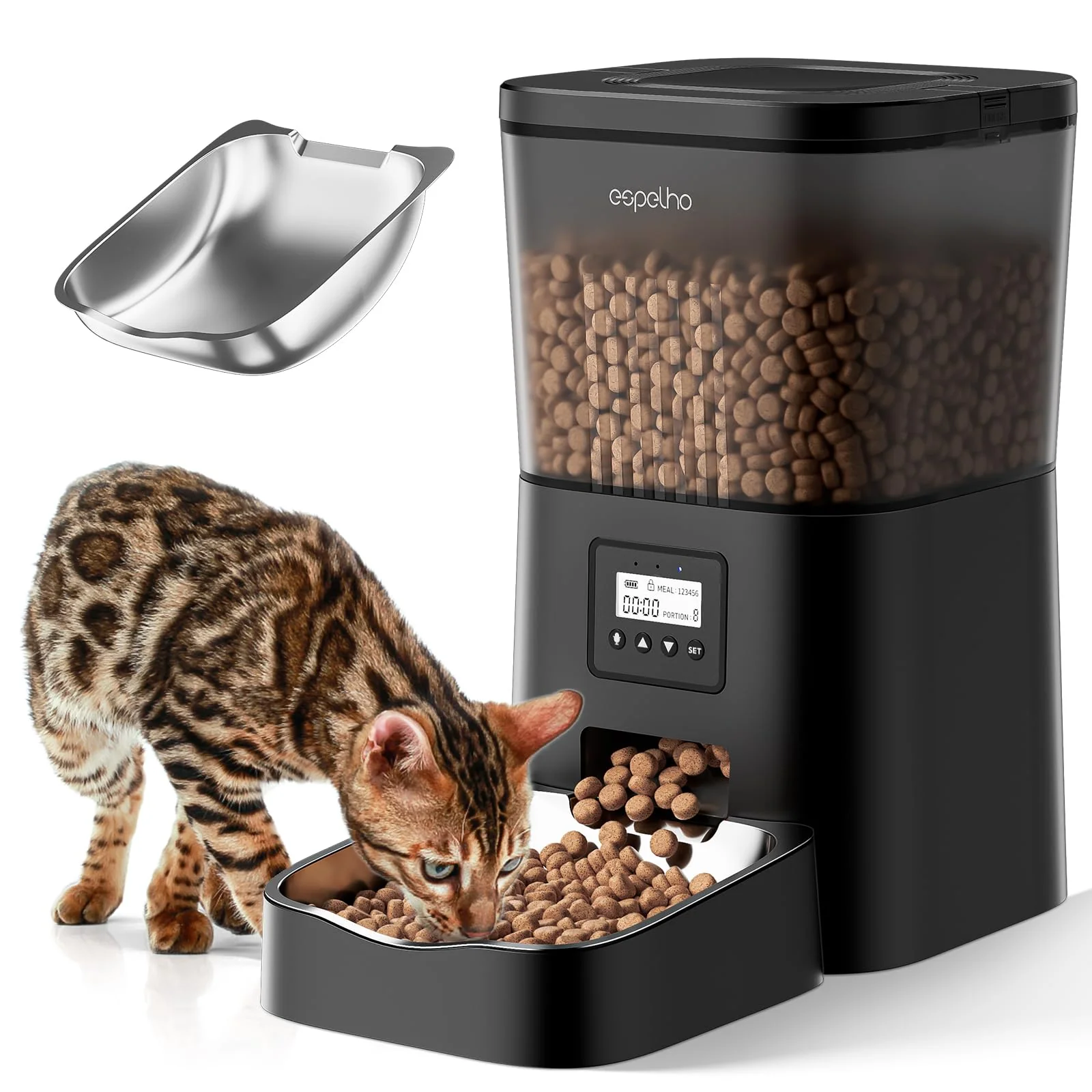 Expertly Made Espelho Automatic Cat Feeder 4L Timed Dispenser for Cats Small Dogs 1-6 Meals Voice Recorder Outstanding