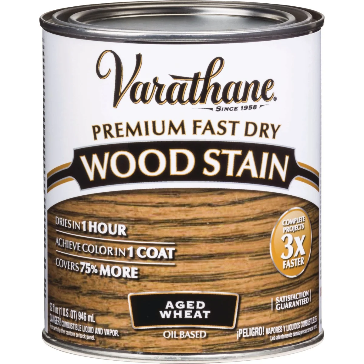 Clean Varathane Fast Dry Aged Wheat Urethane Modified Alkyd Interior Wood Stain 1 Qt. Powerful