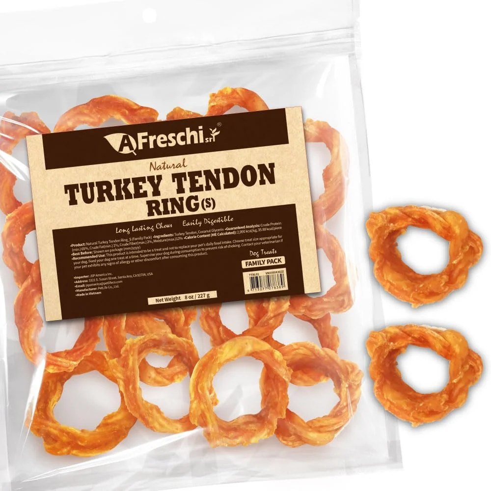 User-Friendly A Freschi srl Turkey Tendons for Dogs — Long-Lasting Hypoallergenic Rawhide Small Ring S 8oz Next-Generation