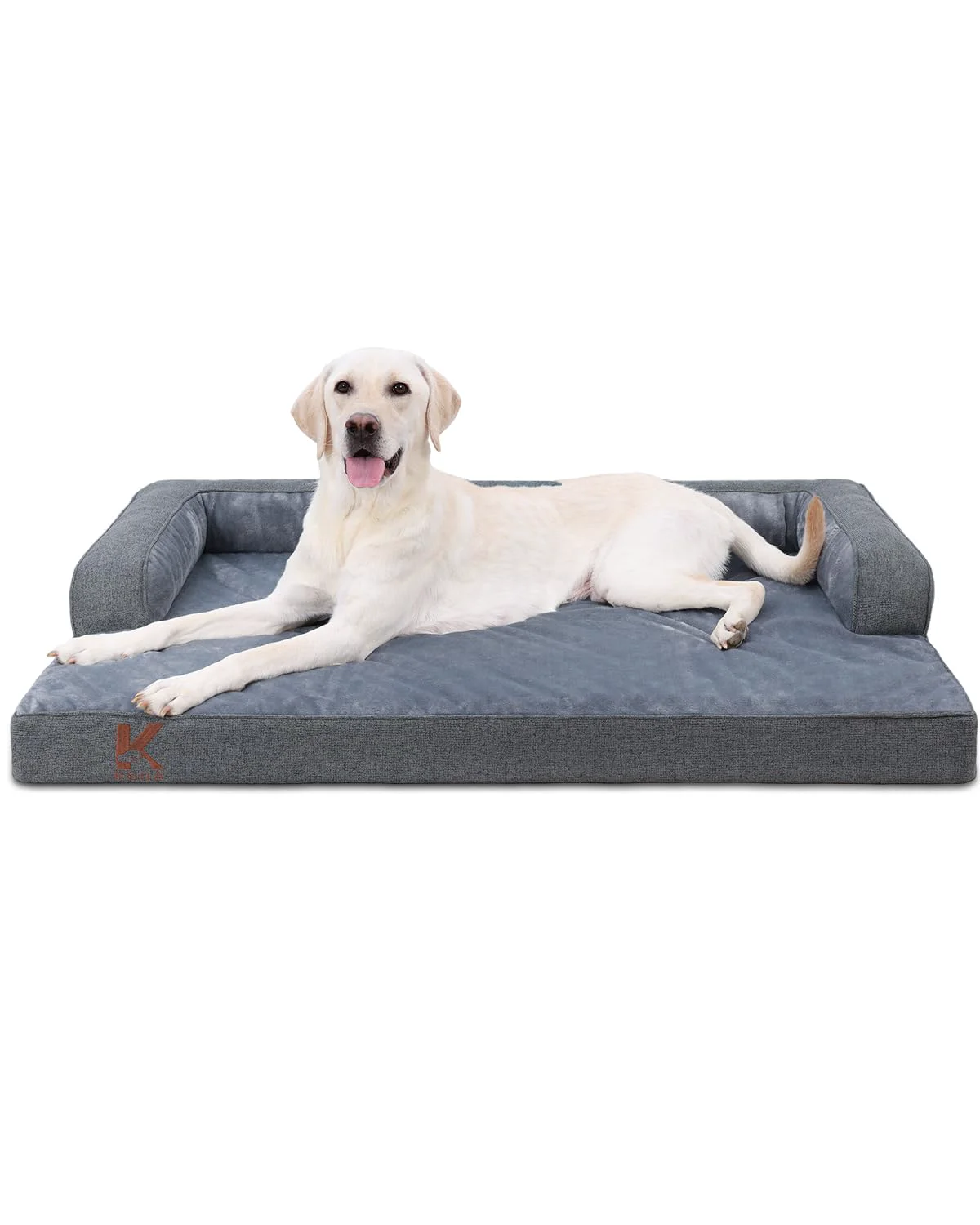 Secure KSIIA Washable XL Orthopedic Dog Bed for Seniors – Warm Waterproof Removable Cover 41×27 in Dark Grey Clean