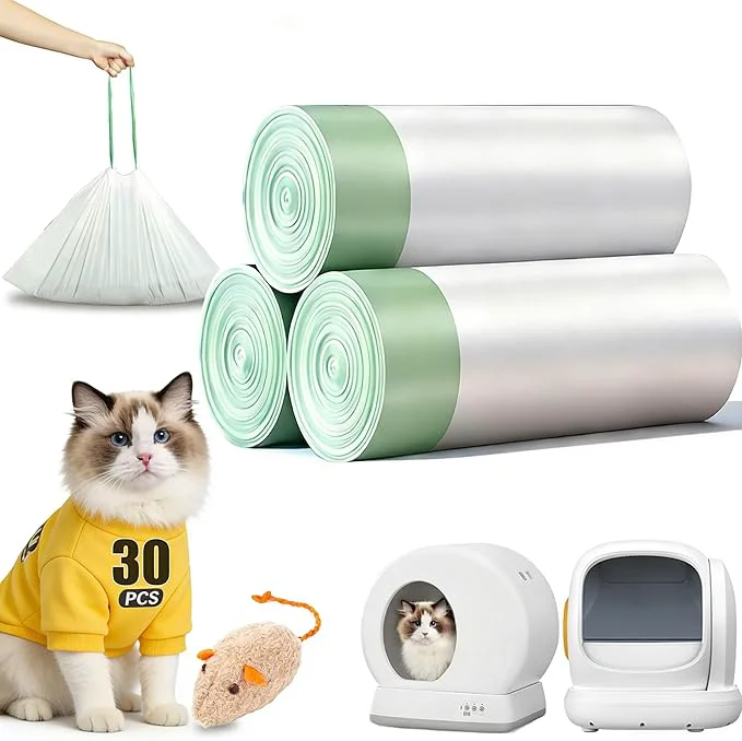 Classic 30 Count Self-Cleaning Cat Litter Box Liners Bags Fit For MW-SC01 SC02 SC09 LR01 LR02 Pre-Seperated Heavy Duty Automatic Cat Litetr Box Bags with Drawstring-18 12.6 About ThisOverview Natural