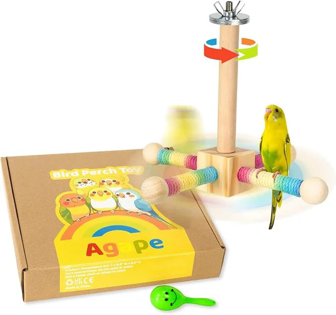 Easy-to-Use Agape Bird Toy Parrot 360° Interactive Rotating Perch Bird Cage Accessories Versatile