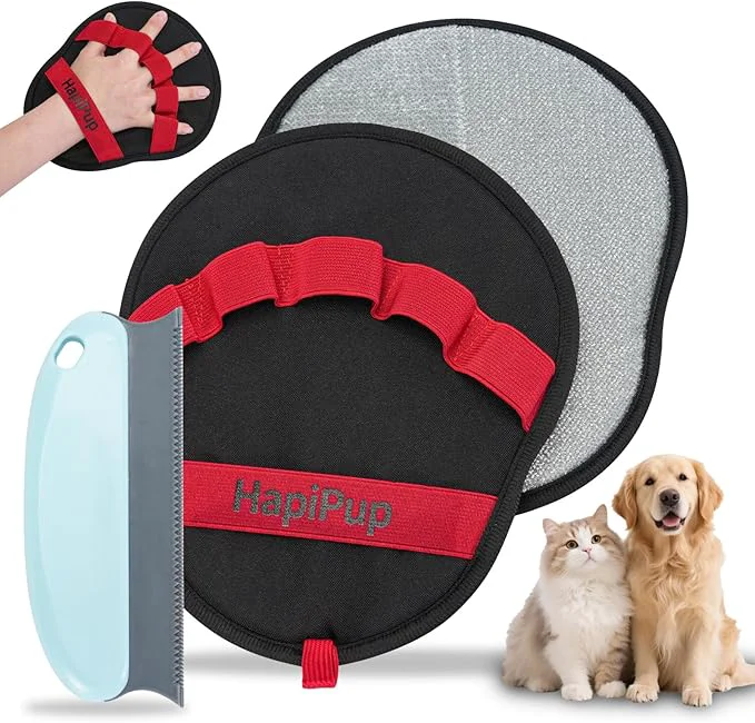 Relaxed Pet Hair Removal Glove Brush Electrostatic Mitt for Dogs Cats Reusable Grooming Gloves – Dog Hair Remover Tool with 5-Finger Design for Couch Carpet Clothing Car Seat Red About This Enhanced