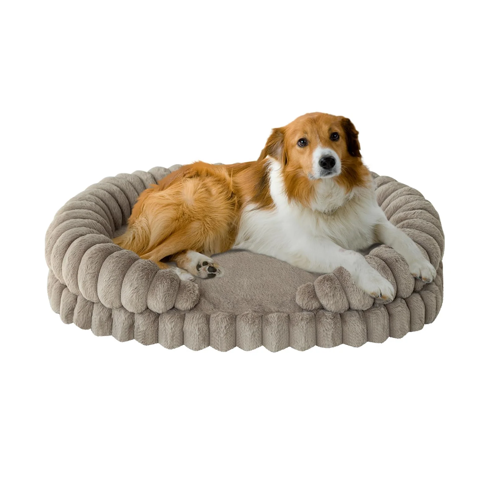 Fine BALANCE Calming Dog Bed for Large Dogs – 36-Inch Oval Orthopedic Bed Non-Slip Oatmeal Consistent