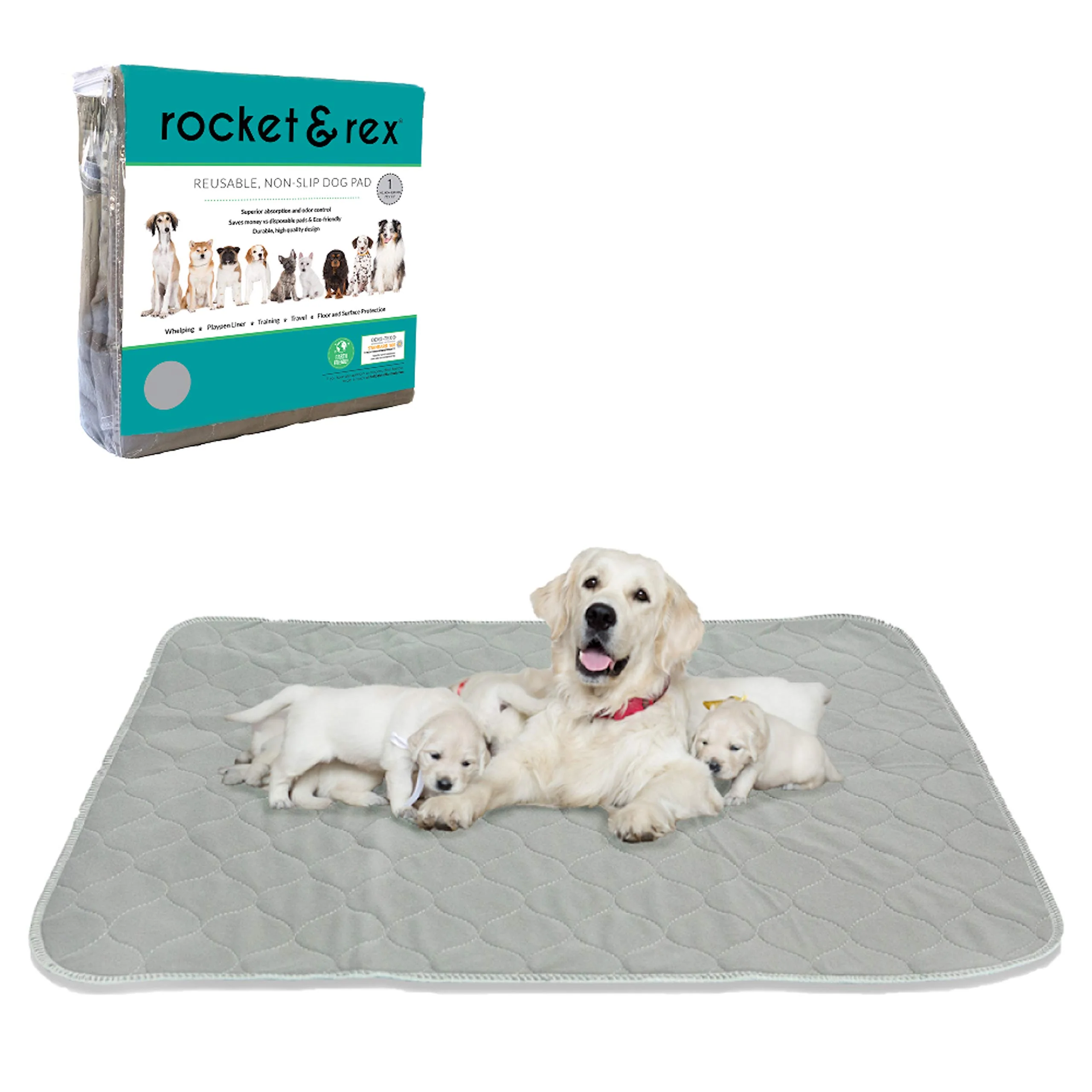 Breathable Rocket Rex Premium XL Non-Slip Washable Pee Pad – 60×60 Waterproof Reusable Official
