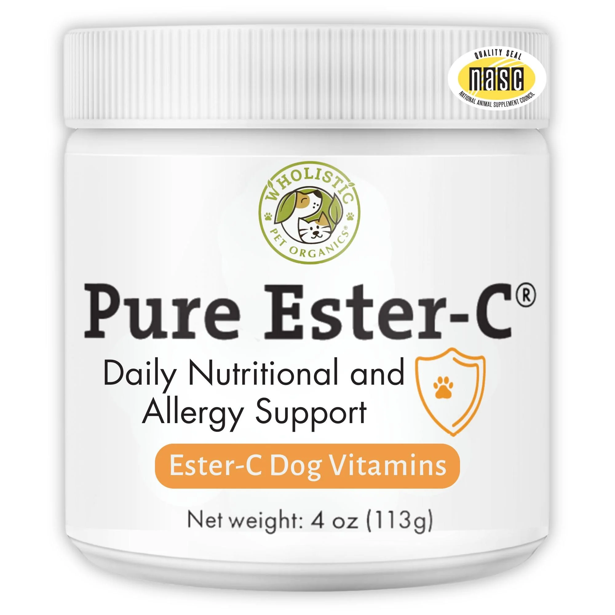 Luxury Wholistic Pet Organics Pure Ester-C Powder for Dogs – Immune Support Itch Relief 4 Oz Casual