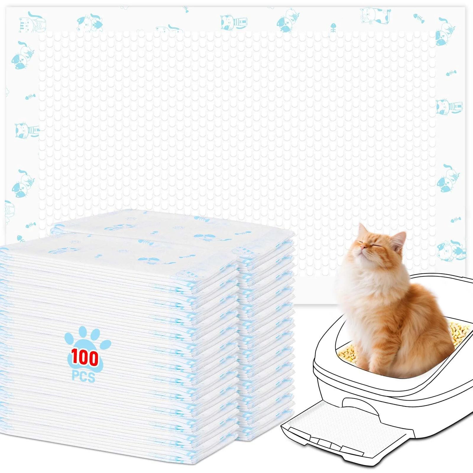 Clean DOQVTIZAY Cat Pads Refills 16.9 x 11.4 in 100 Count Ultra-Absorbent with Odor Control — Breeze Compatible Premium Material