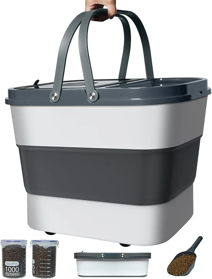 Reliable HOYTAMDAR 35lbs Dog Food Storage Container – Collapsible Airtight Wheels Verified