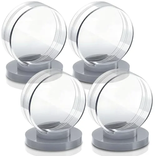 Recyclable 4 Pieces Hockey Puck Display Case Acrylic Clear Puck Holder with Shell Base Hockey Display Stand Autographed Souvenir Memorabilia for Enthusiasts Collection 4 Count Lightweight