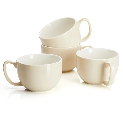 Natural 16oz Large Coffee Mugs Set of 4 4 Count Convenient
