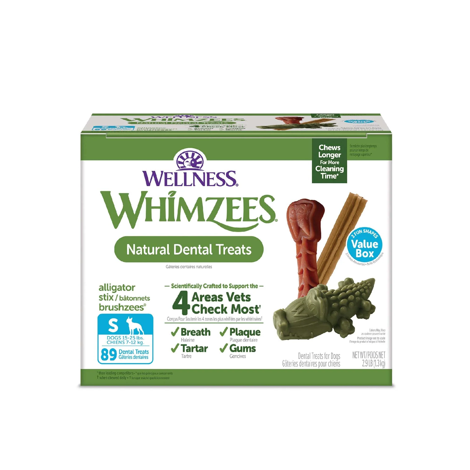 Sustainable Whimzees Wellness Value Box — Small Dog Dental Treats 89 Count Excellent