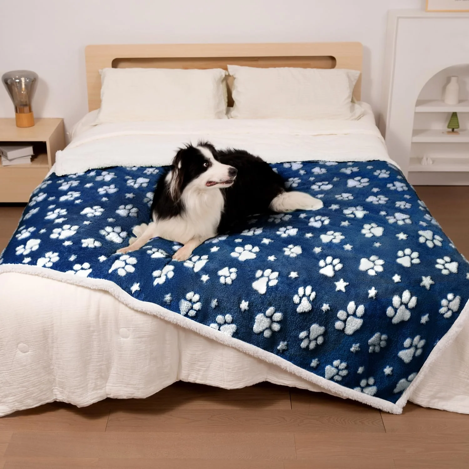 Smooth Yaning Waterproof Pet Blanket 60×80 Navy Blue – 2-Sided Sherpa Plush Classic