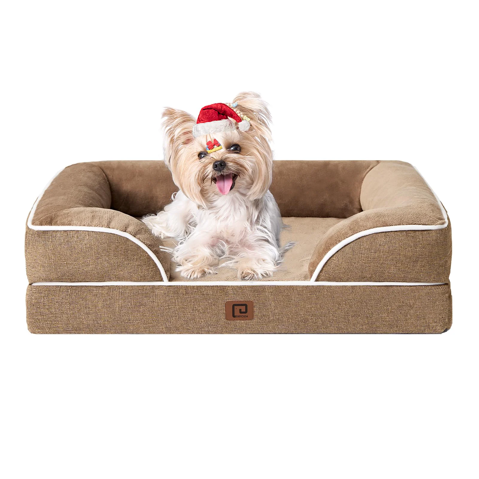 Top-Quality EHEYCIGA Orthopedic Dog Bed for Small Dogs Waterproof Memory Foam with Egg-Crate Foam Non-Slip Bottom – Camel Premium