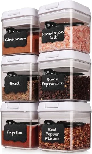 Certified 6PC 0.5L 2.1 Cup 17oz Airtight Spice Storage Containers 6 Spoons 6 Count Comfortable
