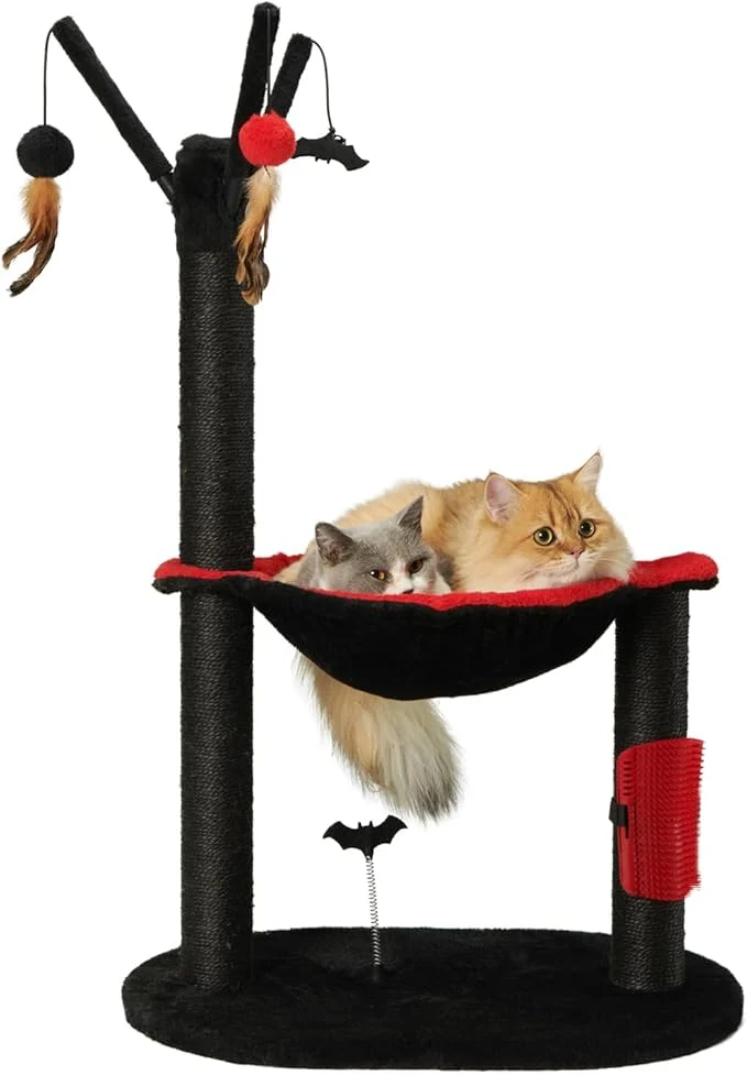 Artisan MECOOL Cat Tree Tower 37 Tall Scratching Post with Large Hammcok for Indoor Cats Self-Massage Bursh Hanging Ball Toys BlackAbout ThisOverview Casual