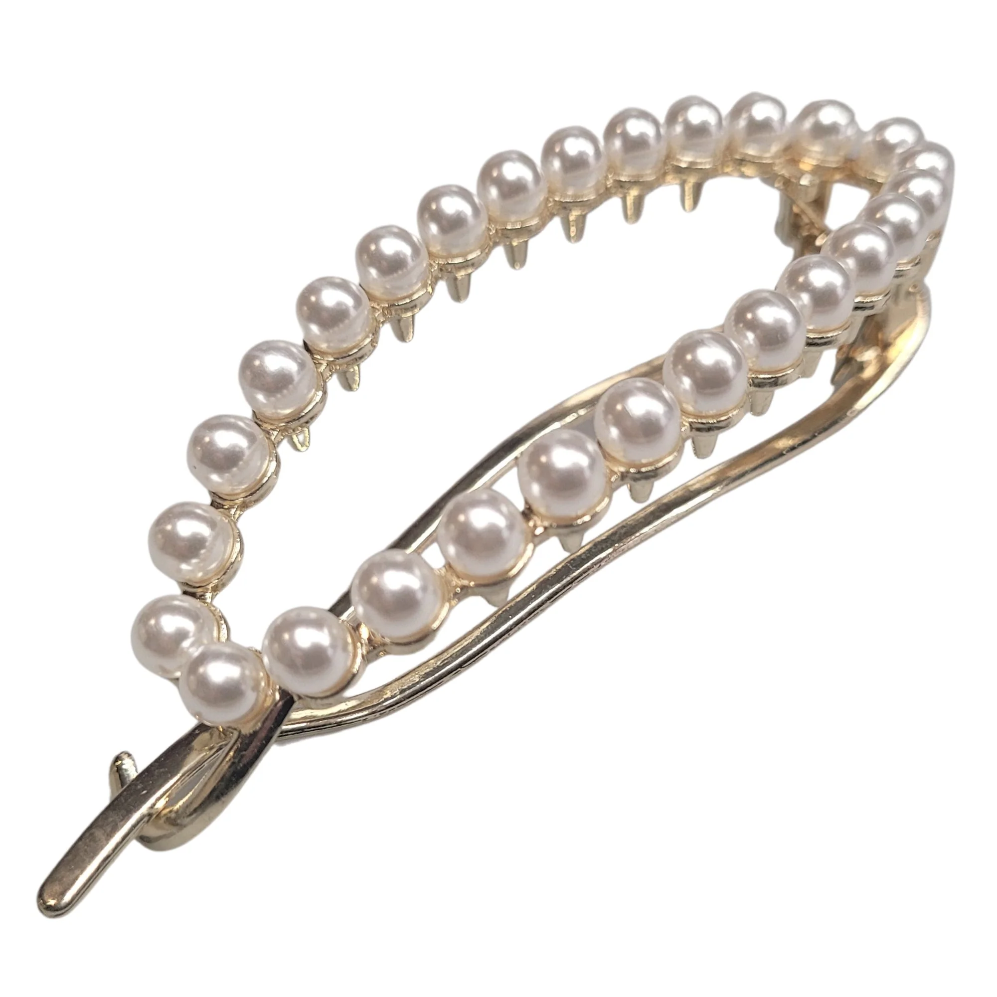 Secure Radiance – Metal Oval Hair Clip Pearl Flexible