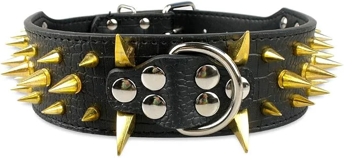 Responsible Serijoars Spiked Studded Dog Collar PU Leather Dog Collar Adjustable Pet Top-Quality