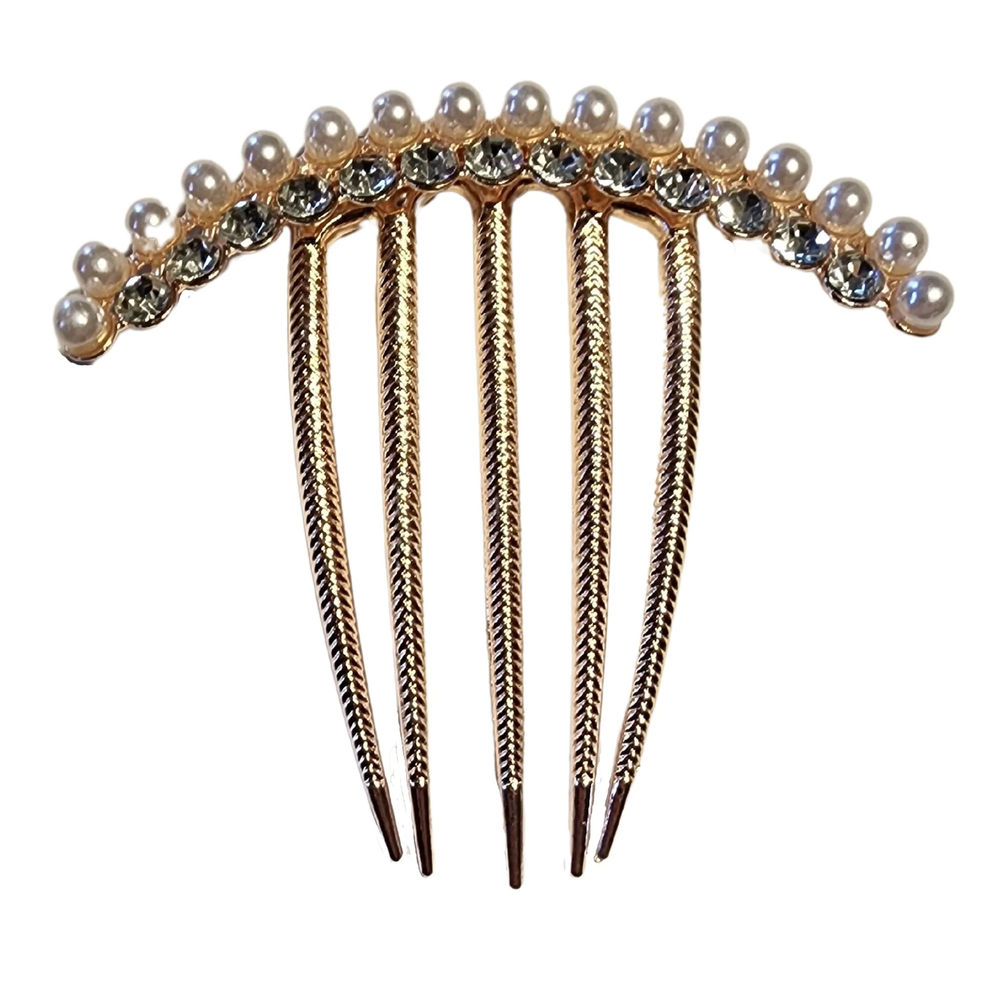 Selected Pearl and Rhinestone Encrusted Hair Comb Efficient