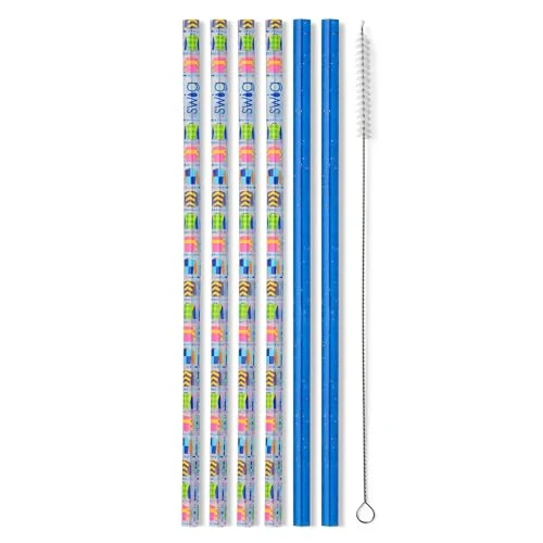 Effective Reusable Straw Set with Cleaning Brush 6 Count Durable